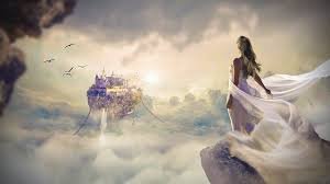 Imagen de portada de un personaje femenino mirando una ciudad en las nubes